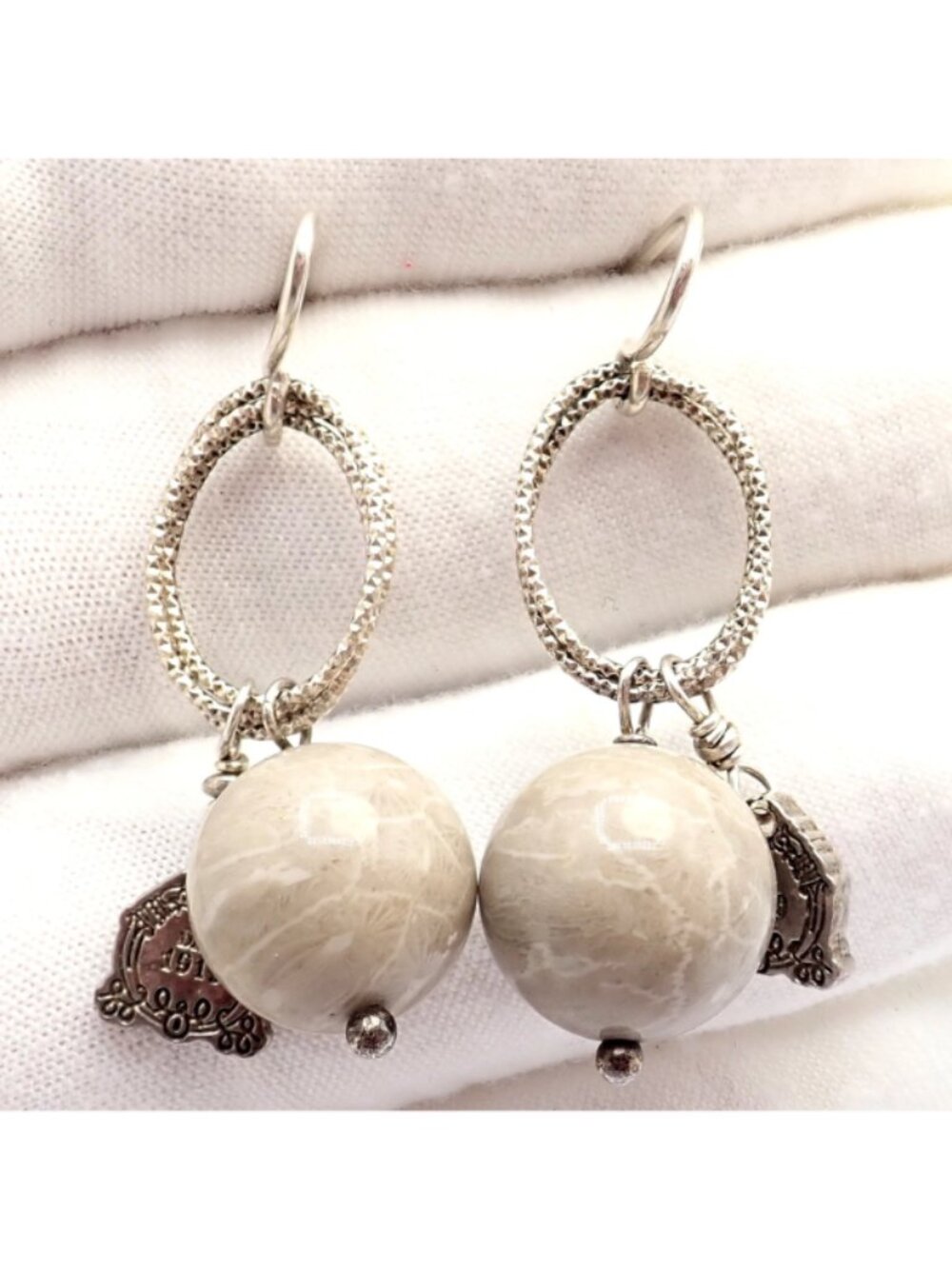 Rare! Mario Buccellati Free Time Silver Oval River Stone Earrings - Picture 8 of 8